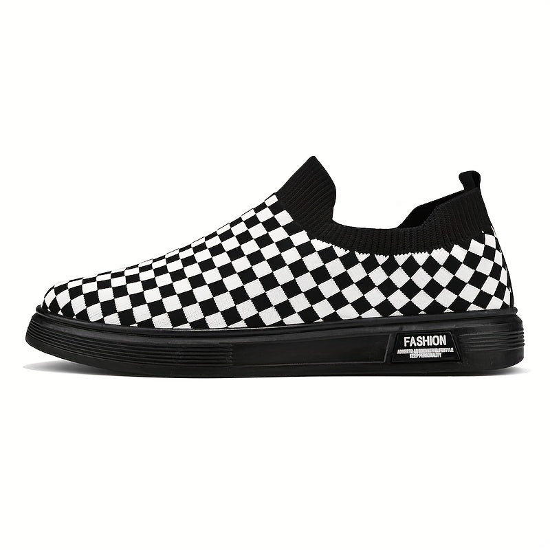 Men's Slip-on Checkered Skate Shoes Good Grip Breathable Loafers