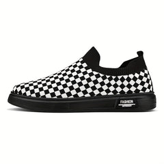 Men's Slip-on Checkered Skate Shoes Good Grip Breathable Loafers