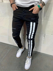Men's Ripped Jeans Street Style Stretch Denim Pants