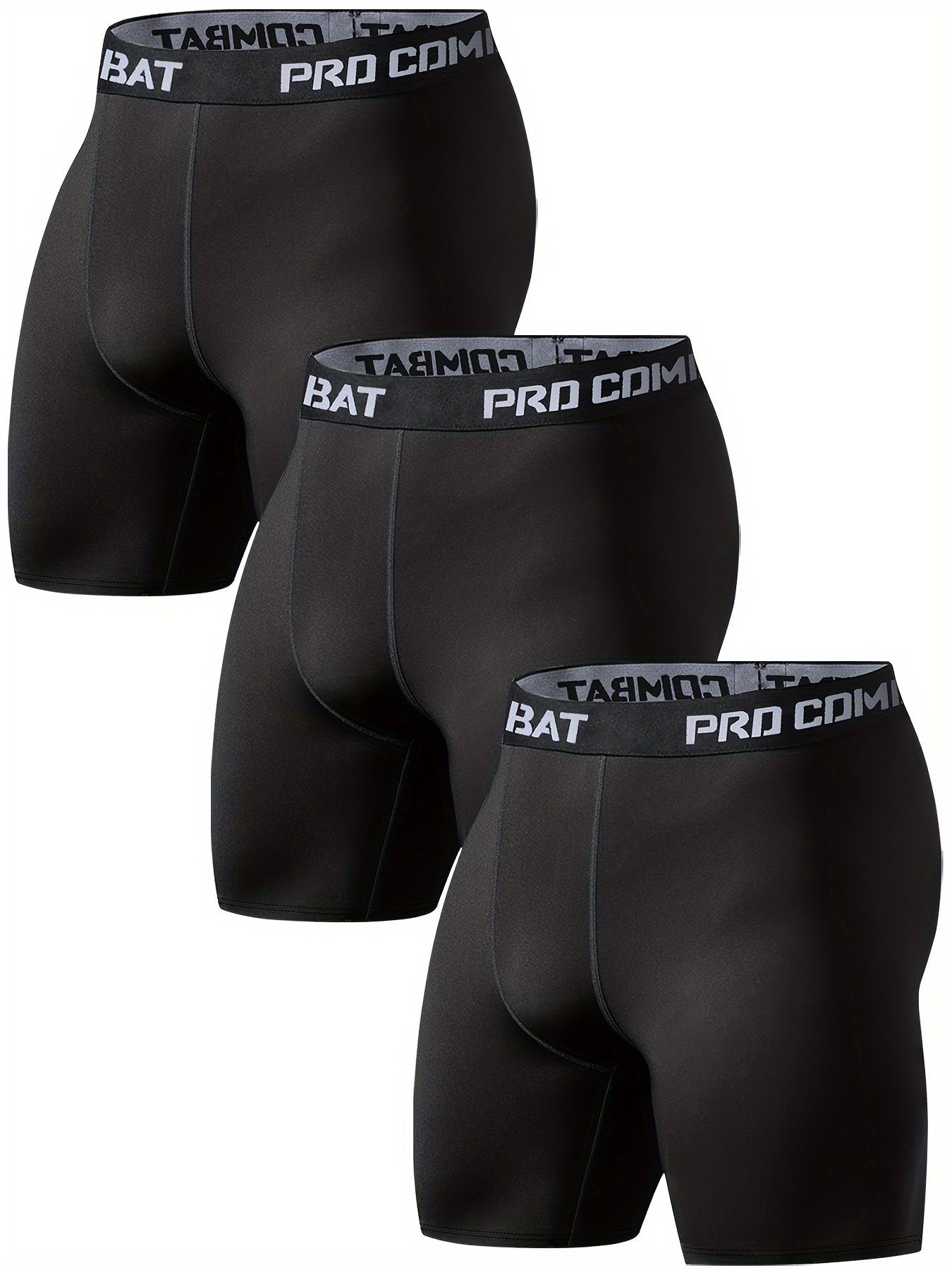 3pcs Men's Compression Shorts High Stretch Base Layer for Sports Gym