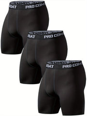 3pcs Men's Compression Shorts High Stretch Base Layer for Sports Gym