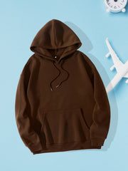 Women's Solid Sweatshirt Kangaroo Pocket Hoodie Long Sleeve