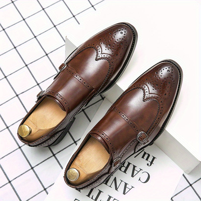 Men's Buckle Solid Business Casual Dress Shoes