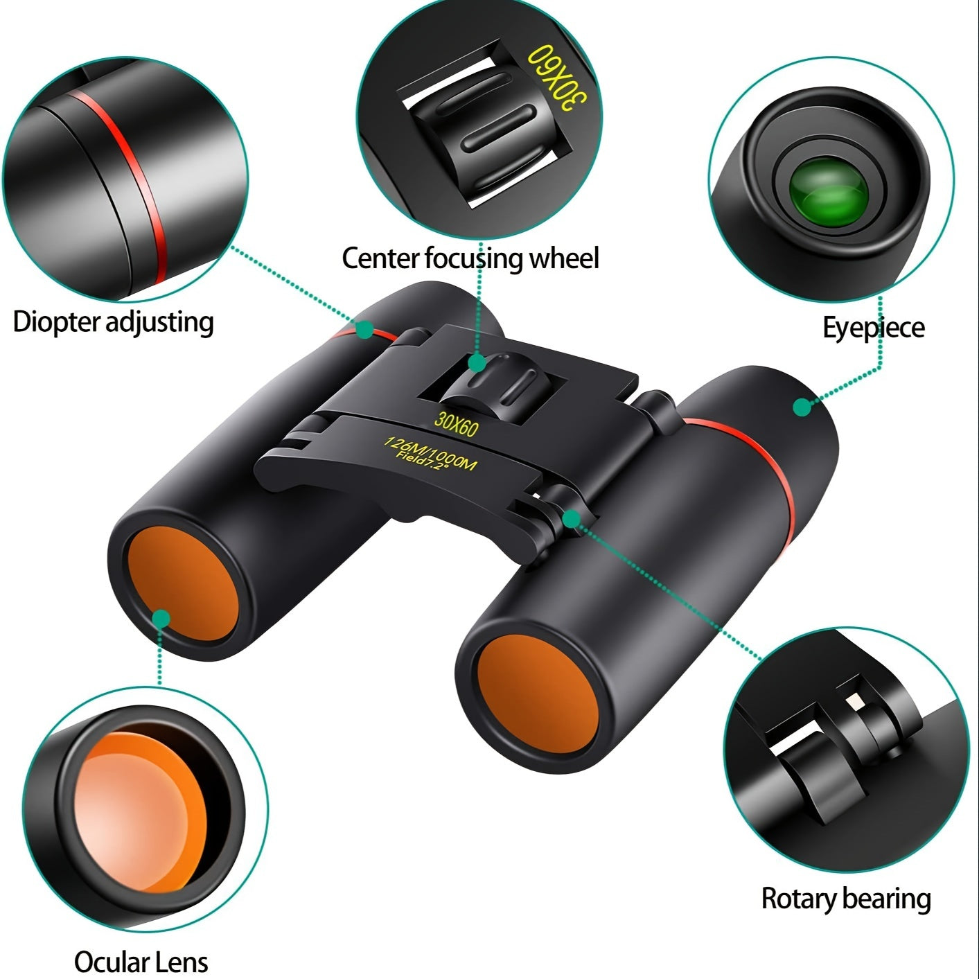 Compact Waterproof Binoculars Lightweight Foldable Small Adults Kids Bird Watchi