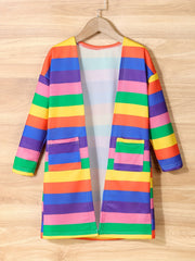 Girls' Rainbow Stripe Long Cardigan For Kids