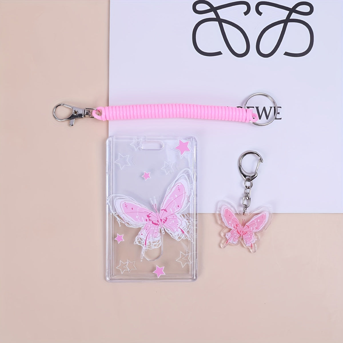 Crystal Butterfly Keychain Acrylic Card Cover Pendant 1 Pack