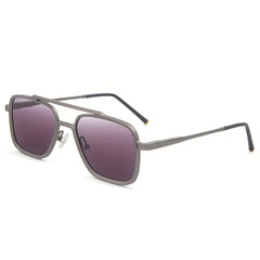 Men's Hip Hop Retro Sunglasses Double Beam Square Frame 100 UV Protection