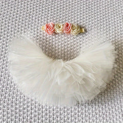 Ivory Ballet Tutu Skirt & Headband Set for Girls