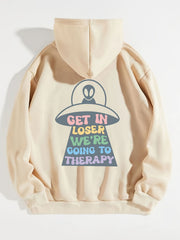 Spaceships Letter Graphic Hoodies Long Sleeve Casual Everyday Pullover Tee Shirt