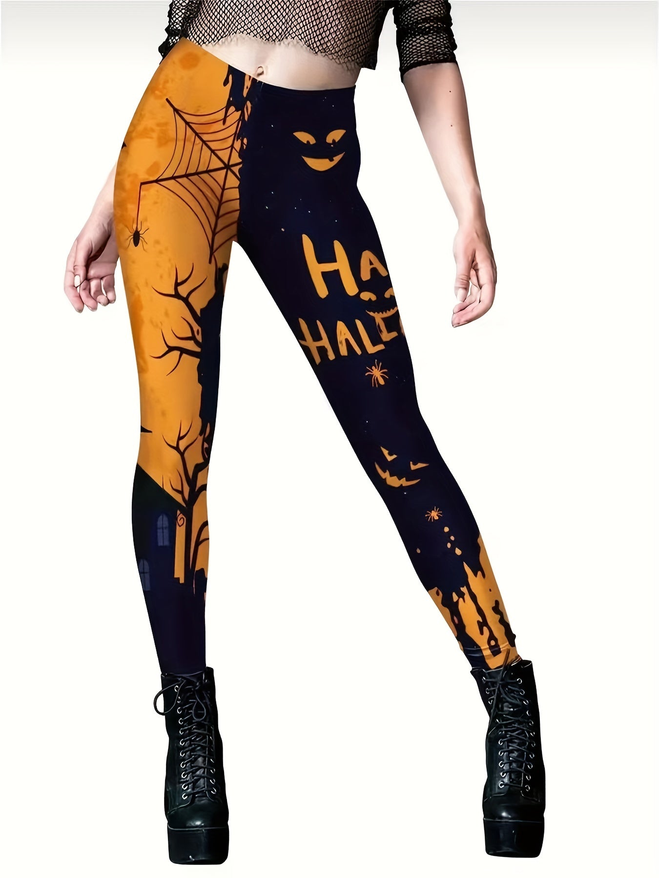 Halloween Print Skinny Leggings Elastic Waist Stretchy Leggings