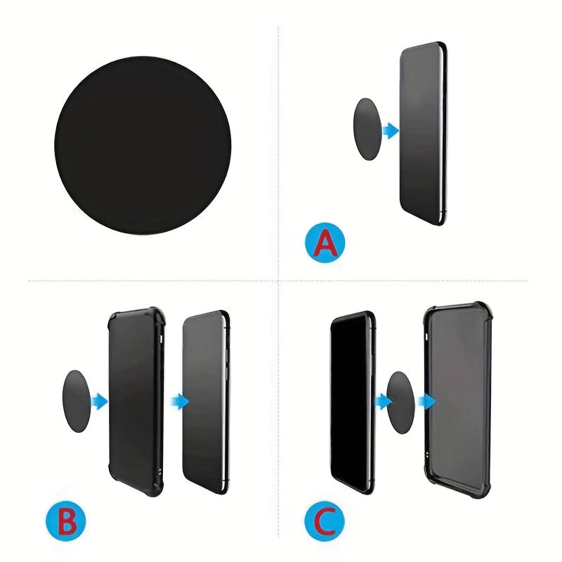 8pcs Metal Plate for Magnetic Car Mount Phone Holder, Full Adhesive, Round