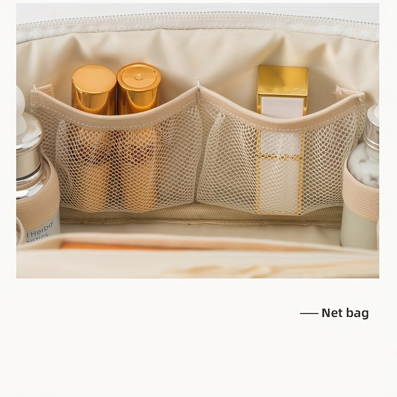 Makeup Bag with Brush Holder & Handle Travel Makeup Organizer