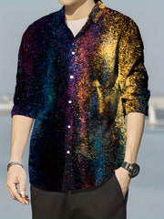 Colorful Pattern Men's Long Sleeve Shirt For Autumn