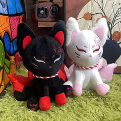 Nine Tailed Fox Plush Toy Soft Stuffed Animal Red Striped Tails Halloween Gift