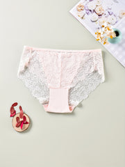6 Pack Plus Size Floral Lace Trim Stretchy Briefs Set