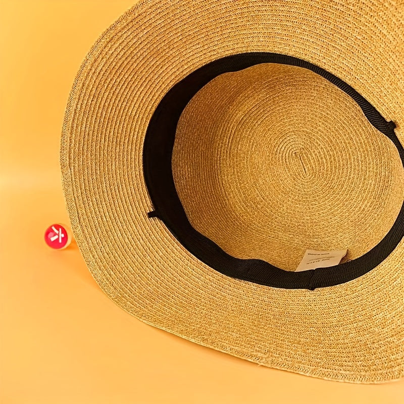 Straw Bucket Hat Breathable Sunshade Outdoor Summer Travel Beach Hats