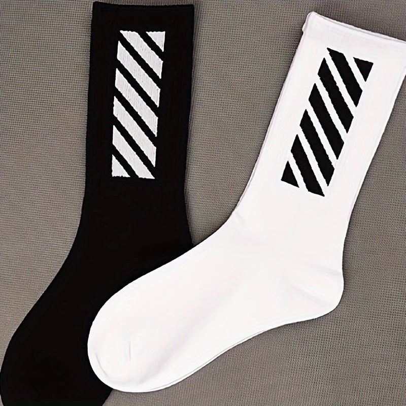 2 Pairs Men's Athletic Cycling Socks Comfortable Crew Sweat Absorbing