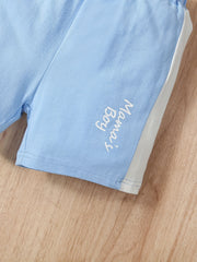 Boys Cotton Colorblock T Shirt & Shorts Set For Leisure Vacation