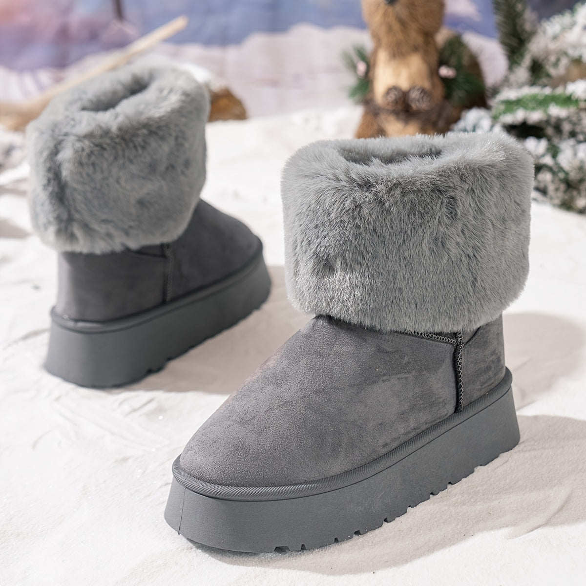 Women's Plush Lined Thermal Snow Boots Non Slip Winter Warm Shoes