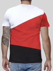 Letter Pattern Men's Short Sleeve T-shirt Contrast Street Style