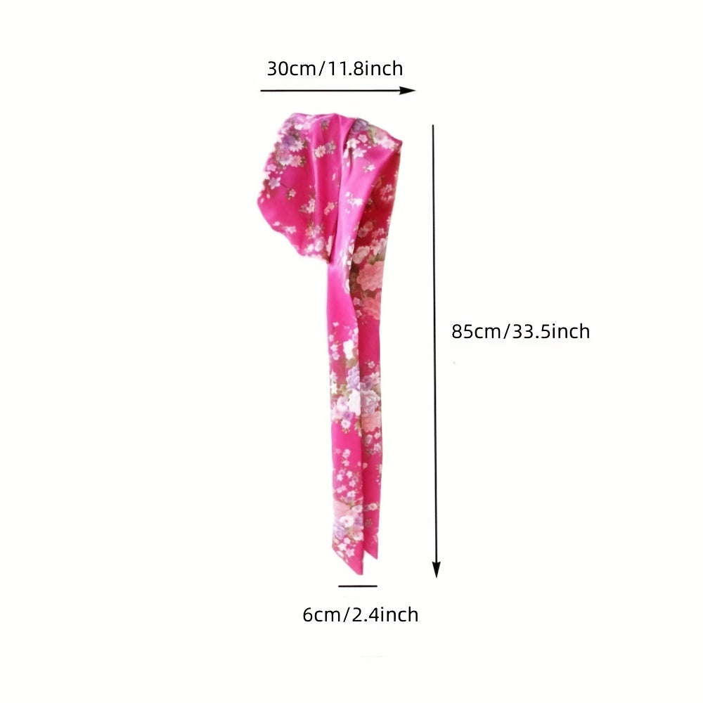 Boho Flower Print Satin Head Scarf for Women