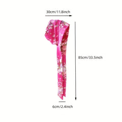 Boho Flower Print Satin Head Scarf for Women