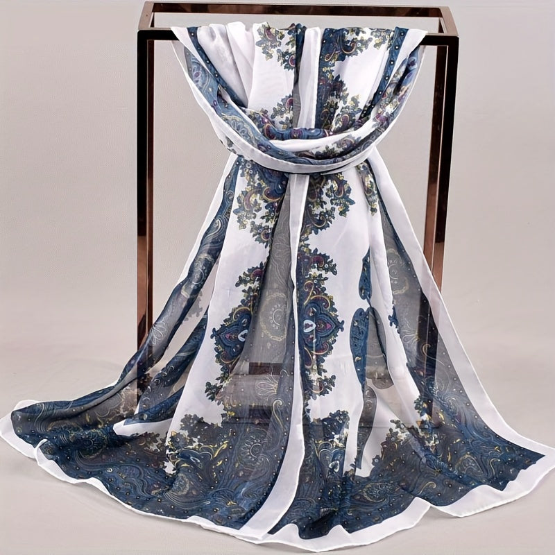 Boho Paisley Print Chiffon Scarf Vintage Gauze Shawl Women