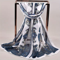 Boho Paisley Print Chiffon Scarf Vintage Gauze Shawl Women