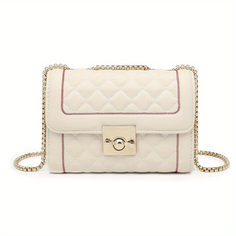 Argyle Pattern Square Bag Quilted Flap Chain Bag Classic Purse