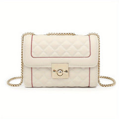 Argyle Pattern Square Bag Quilted Flap Chain Bag Classic Purse