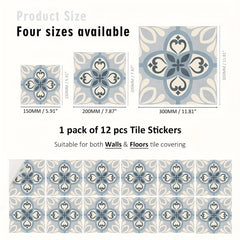 12pcs Nordic Style Floor Stickers Waterproof Home Decoration Tile Stickers