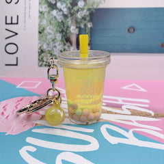 Mini Bubble Tea Quicksand Liquid Pendant Keychain