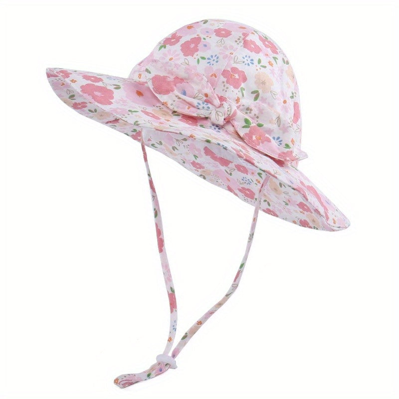 Girls Floral Print Fisherman's Hat Sun Screen Bucket Cap For Summer Outdoor