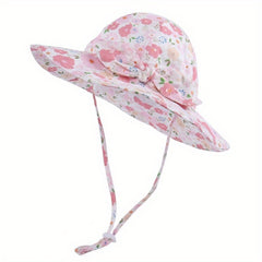 Girls Floral Print Fisherman's Hat Sun Screen Bucket Cap For Summer Outdoor