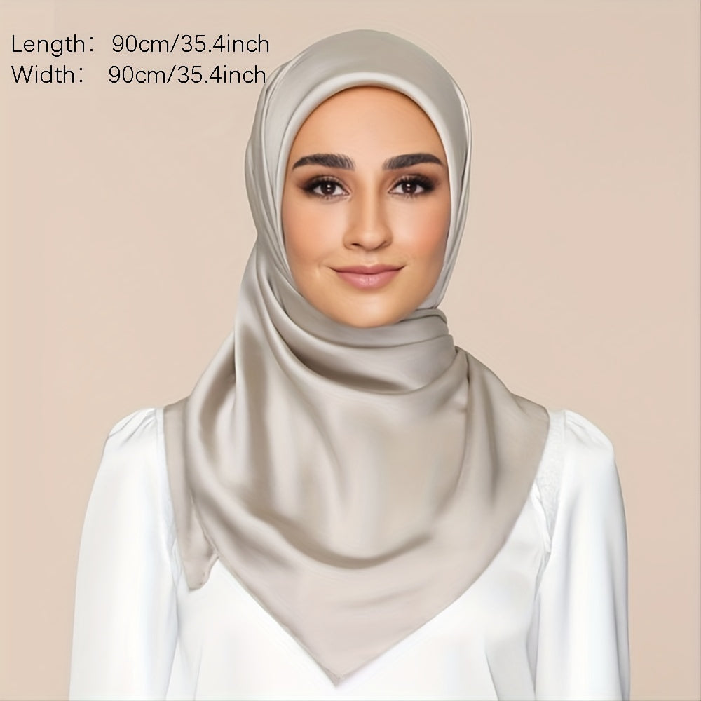 Womens Large Satin Square Scarf Silk Hair Wrapping