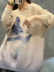 Rabbit Print Long Sleeve Jumper