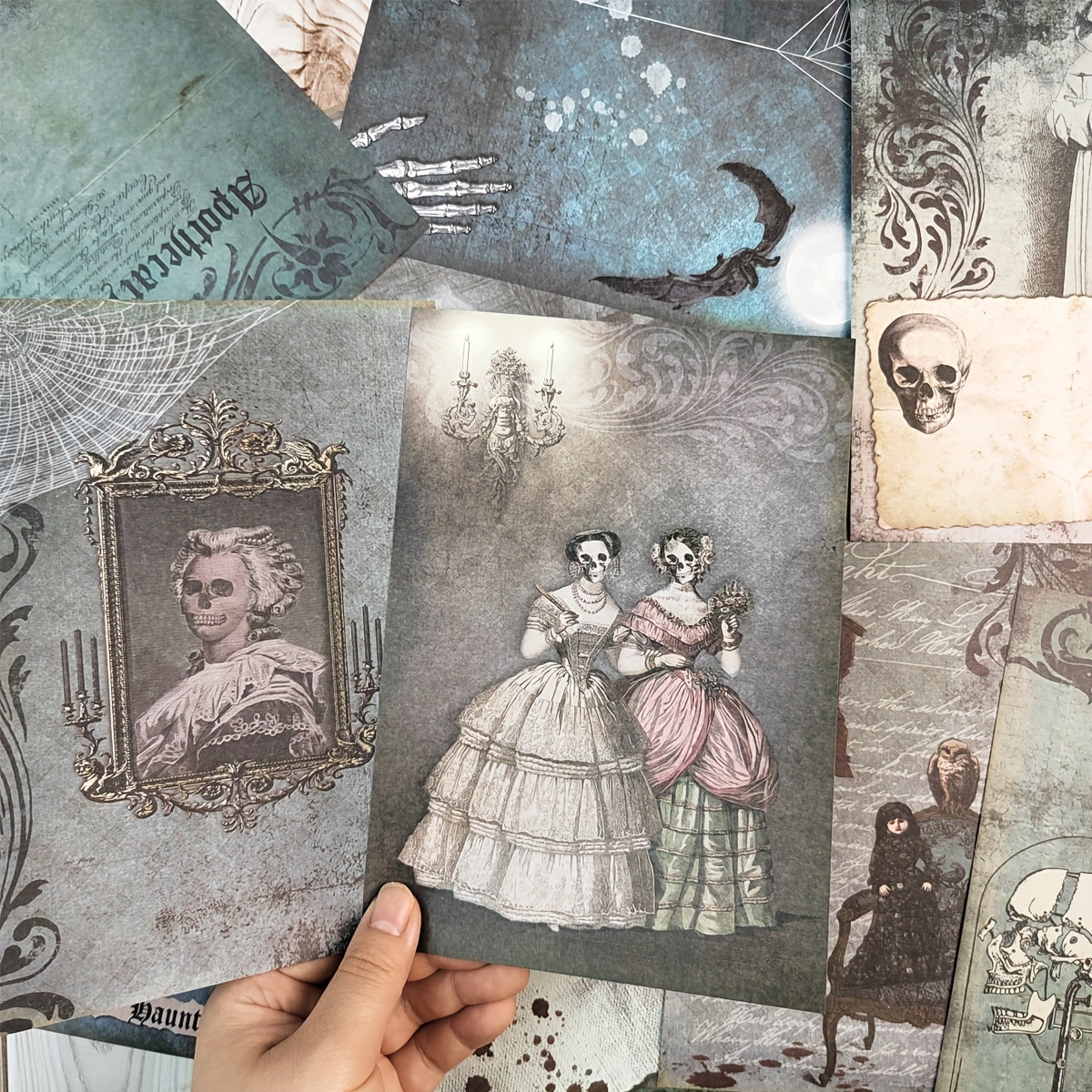 12pcs Vintage Halloween Scary Ghost Scrapbook Papers, Card Making DIY Crafts