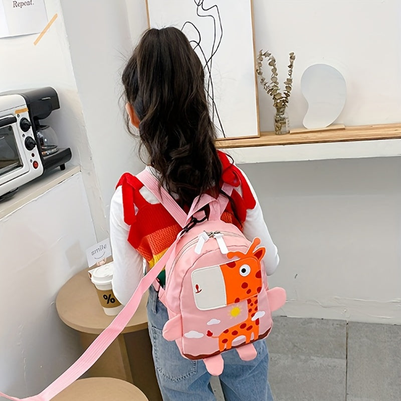 Kids Giraffe Patch Decor Backpack with Anti-lost Rope