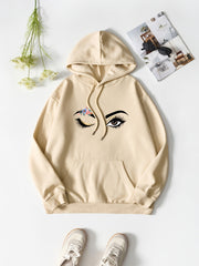 Hooded Drawstring Sweatshirt Solid Pullover with Pockets