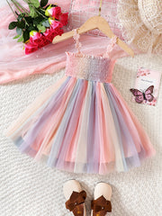 Toddler Girls Frill Trim Cami Princess Dress For Party Beach Vacation