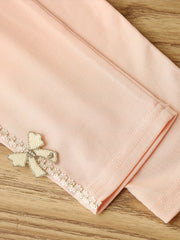 3pcs Girls Lace Side Taping Cropped Pants Leggings Kids Clothes