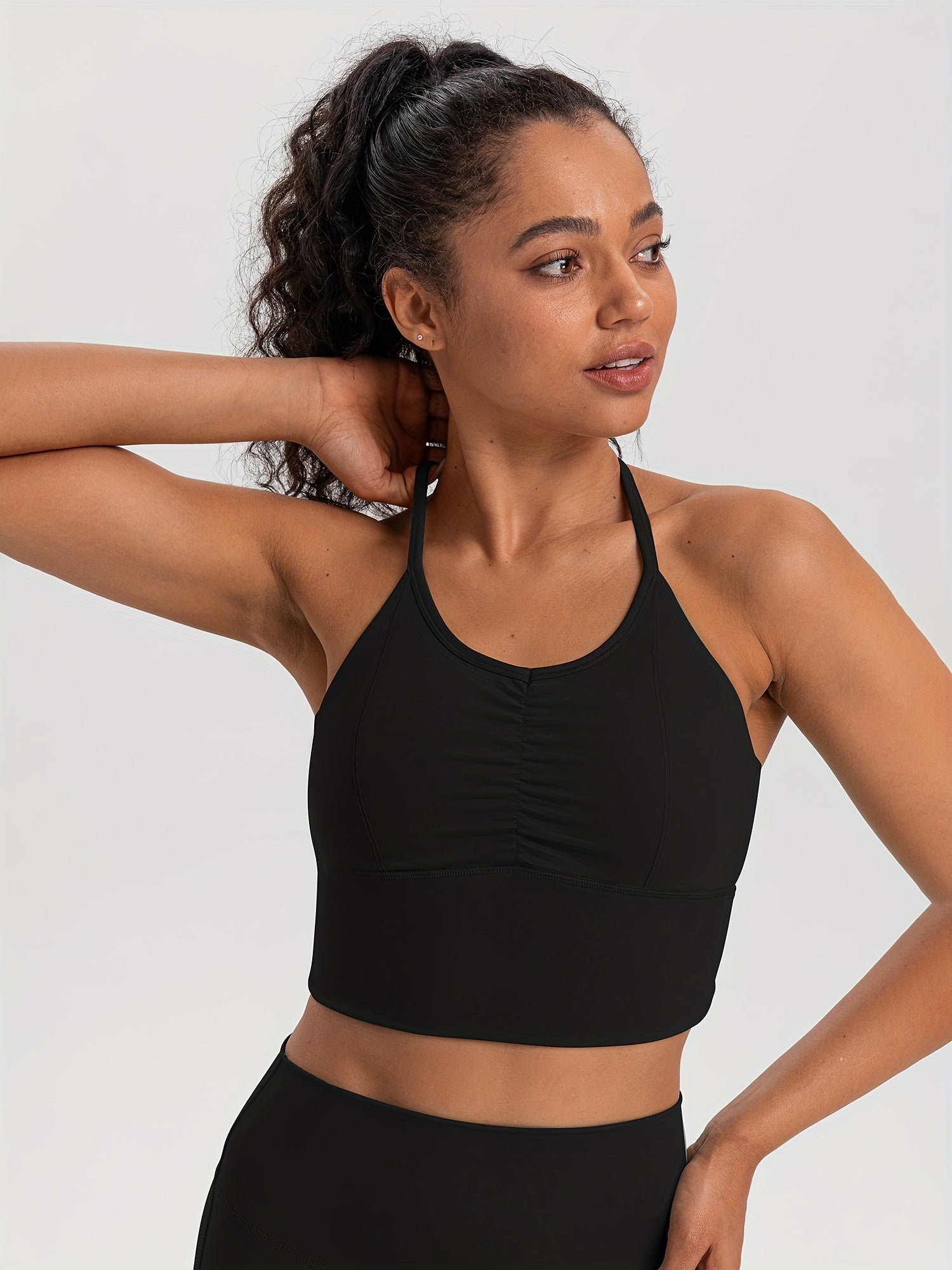 Pleated Sports Bra Printed Fitness Yoga Running Tank Top