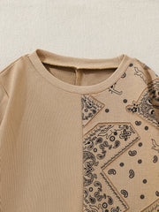 Boy's Paisley Pattern 2pcs Set Casual Outfits Kids Clothes