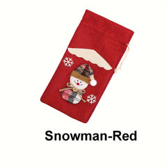 Christmas Wine Bottle Cover Bag Drawstring Sleeve Decoration