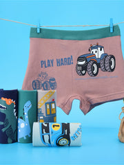 5pcs Boys Teen Cartoon Print Cotton Boxer Briefs Underwear