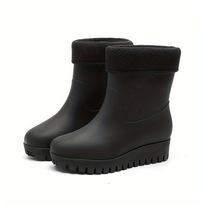 Women's Thick Soled Rain Boots Anti Slip Mid Tube Waterproof in Multiple Colors