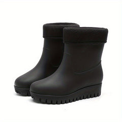 Women's Thick Soled Rain Boots Anti Slip Mid Tube Waterproof in Multiple Colors