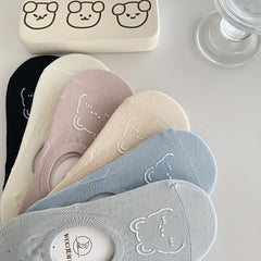 6 Pairs Cartoon Bear Print Socks Cute Ankle Stockings