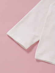 Girl's Heart Embroidered Half Skirt Cotton Suit