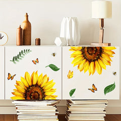 Sunflower Butterfly Bathroom Wall Sticker